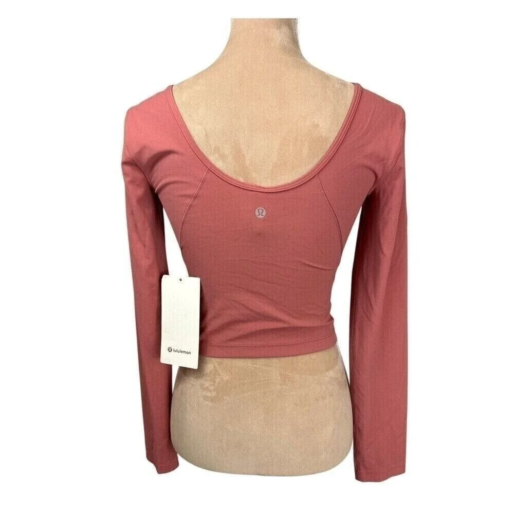 Lululemon Align Long Sleeve Cropped Top Pink‎ Sz 6 New W/Tag